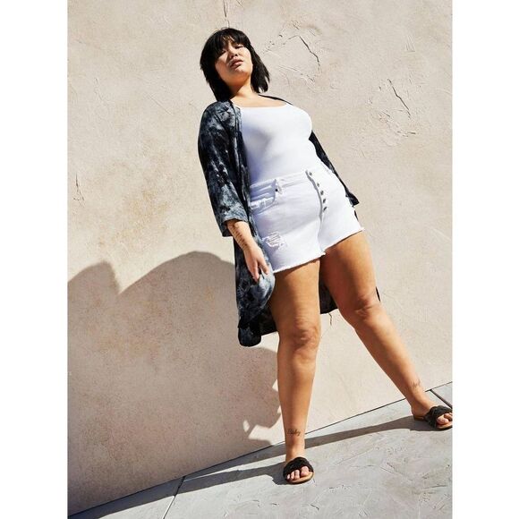 Torrid Black Tie Dye Gauze Kimono - Picture 4 of 6